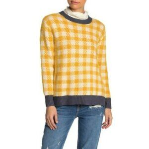 NEW Susina Yellow White Gray Check Fall Sweater